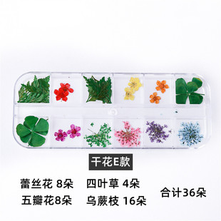 美甲干花飾品日系指甲干花花材真花雪珠花蕾絲花盒裝 12色混裝