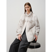 北欧传奇 进口貂皮皮草整貂母貂立领银十字中长款 水貂外套女25冬