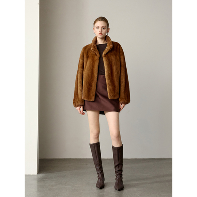 北欧传奇|进口天鹅绒级貂皮2025新款整貂母貂艳红啡水貂皮草外套