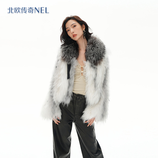 北欧传奇 秋离未离 狐狸毛领貉子毛外套女2025新款时髦气质皮草冬