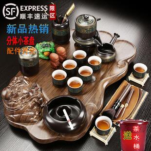 家用客厅陶瓷自动泡茶壶茶杯办公室会客流水茶盘茶台 功夫茶具套装