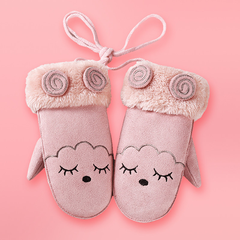 极速手套儿童冬h季户外保暖加绒加厚女童男童可爱卡通防寒全指玩