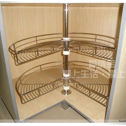 304不锈钢L型橱柜 27x0°360度转盘转角拉篮调味篮置物架