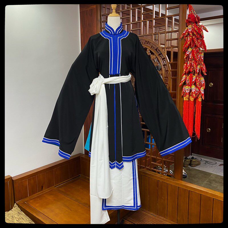 新品戏曲青衣g褶子 秦香莲王宝钏服装白色腰巾子 蓝边腰包五家坡