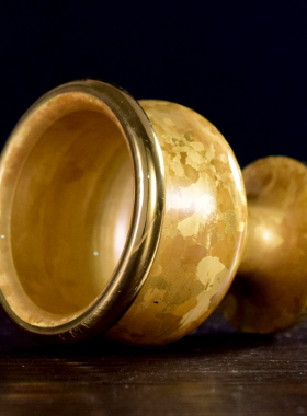 极速黄铜结d晶斑铜高脚供杯家用供佛前供奉财神酒杯茶杯净水杯室