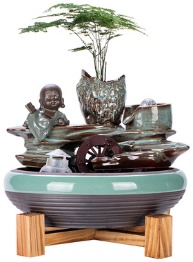 极速创意喷泉办公室桌面 陶瓷循环流水摆件客厅P流水器鱼缸开业礼