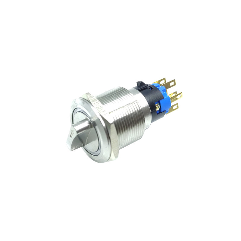 极速19mm22mm金属旋钮开关带灯选择2档3档箭头环形T发光不锈钢12V