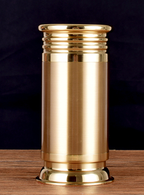 极速佛具黄铜加厚圆边拉丝香桶佛堂摆件家用M供奉装放香的香桶香