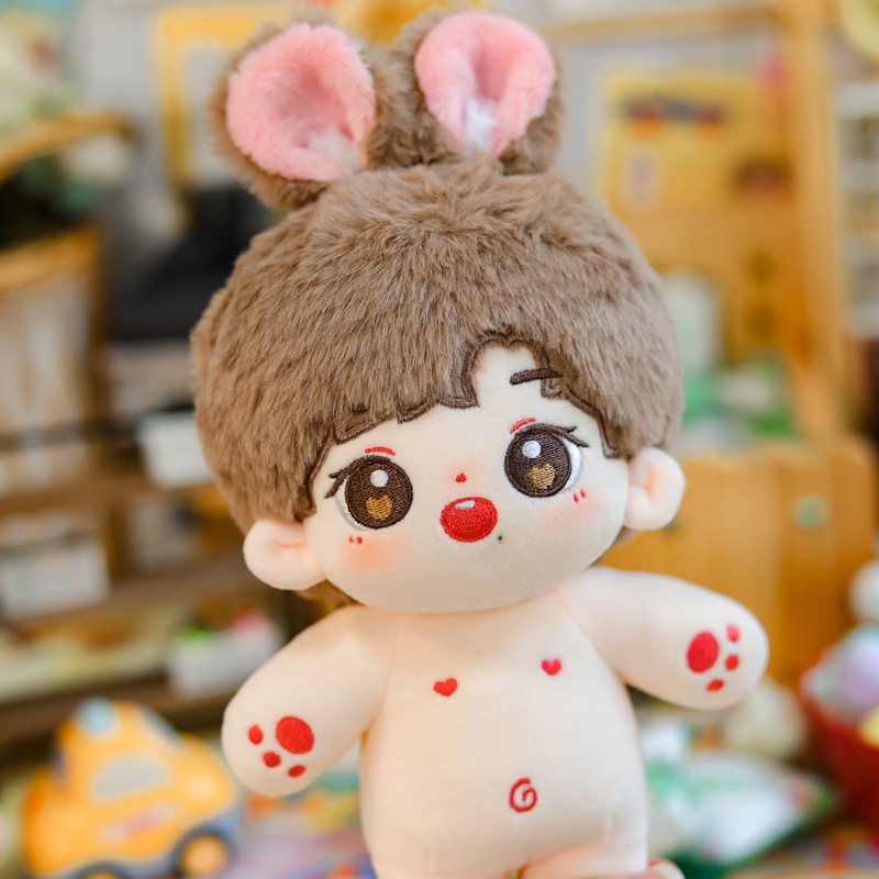 新款胖胖体肖战王一博20cm棉花娃娃宝宝啵啵公仔毛绒玩具小兔赞赞
