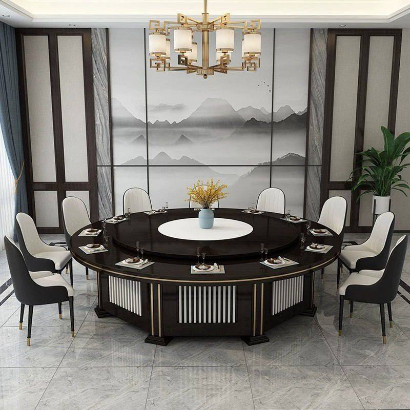 酒店电动大圆桌新中式实木餐桌椅会所饭店包厢10人15人20人火锅桌,商业/办公家具,酒店桌椅,淘宝优惠券,粉丝福利购,淘宝优惠卷