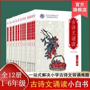 北大附小古诗文诵读 小白书 全12册尹超赠音频 中华古诗文诵读 口袋书唐诗宋词 同步人教小学生一二三四五六年级上下册语文教辅RY