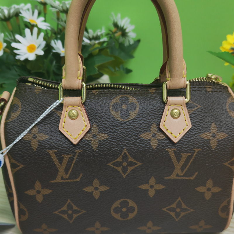 辉盛 99新lv女包中古speedy nano迷你16cm固定肩带斜挎手提包包