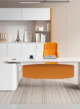 创意烤老板桌简约j现代白色美咨DBT-8523询总桌大班台时尚医女裁