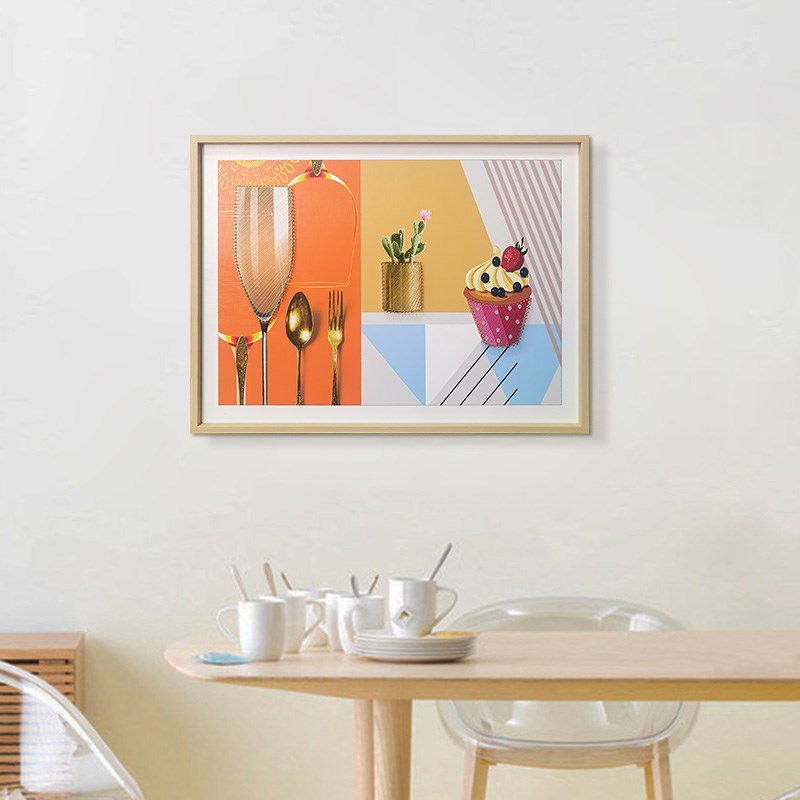 轻奢餐厅实物装饰画餐桌创意艺C术客厅背景挂画酒杯6080