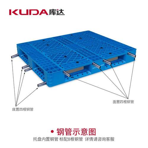 库达1210网格田字（置钢管）塑料托盘仓库叉车物流仓储栈板地台
