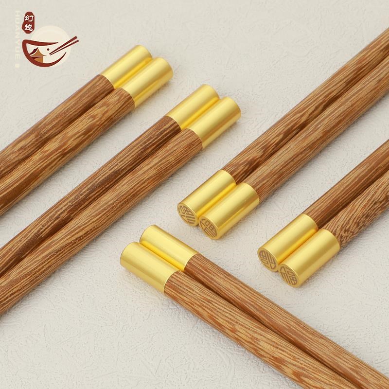 鸡翅木筷子2021新款q家用高端木质筷耐高温防滑公筷10双家庭快子