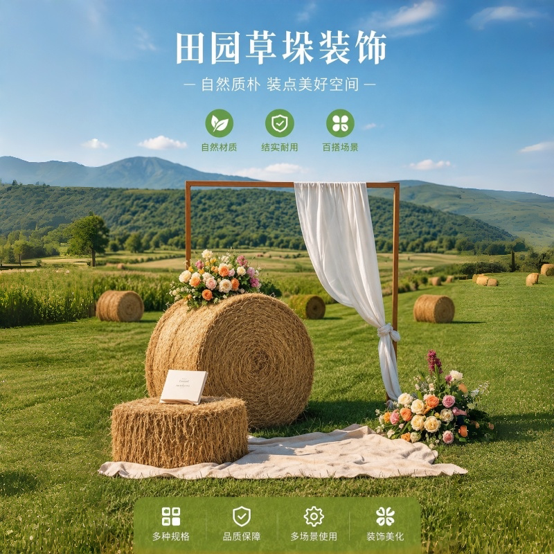 稻草垛包邮圆形方形草垛凳子田园风草堆婚庆装饰活动布置拍摄道具