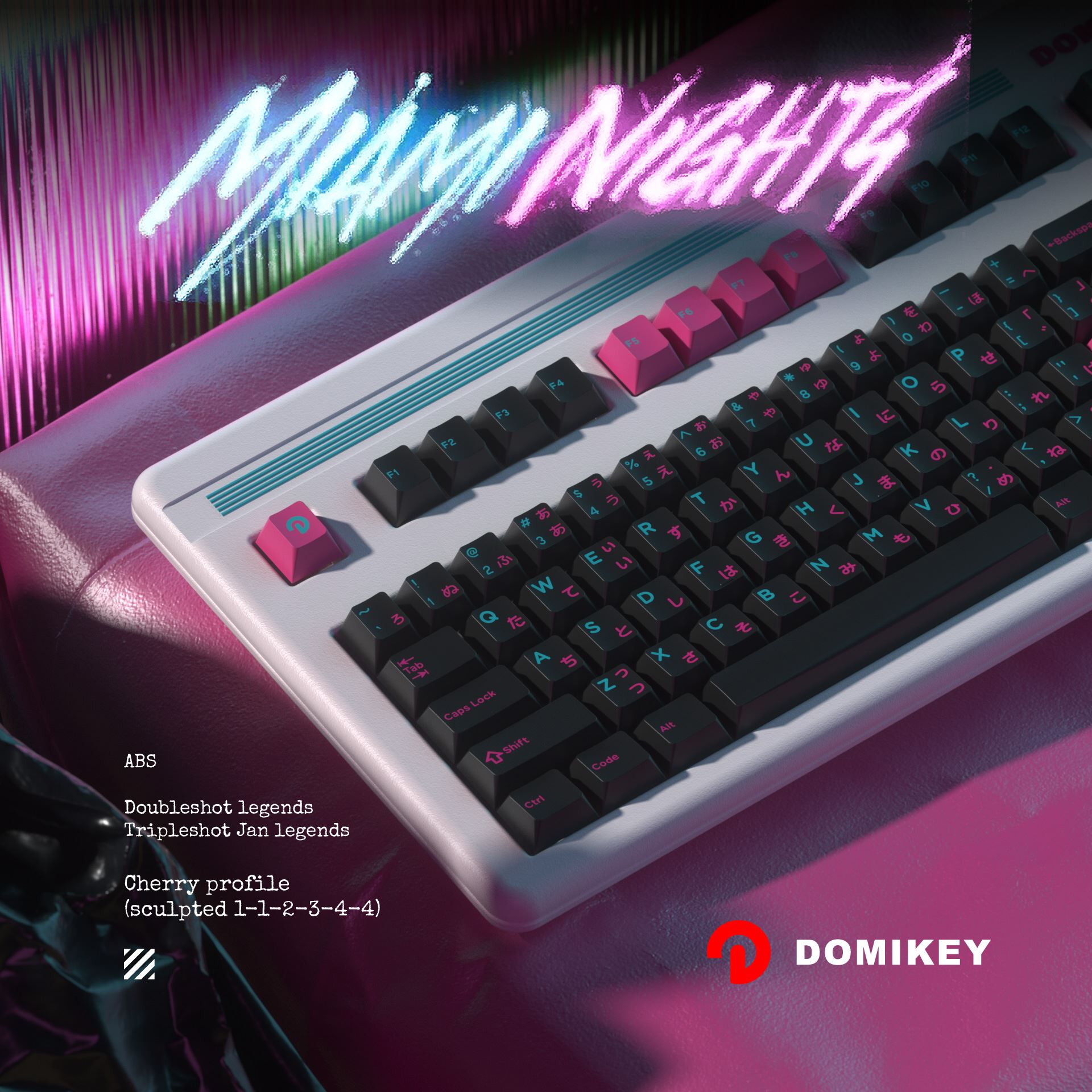 键帽馆Domikey迈阿密之夜二三色日文客制化原厂高度机械键盘键帽