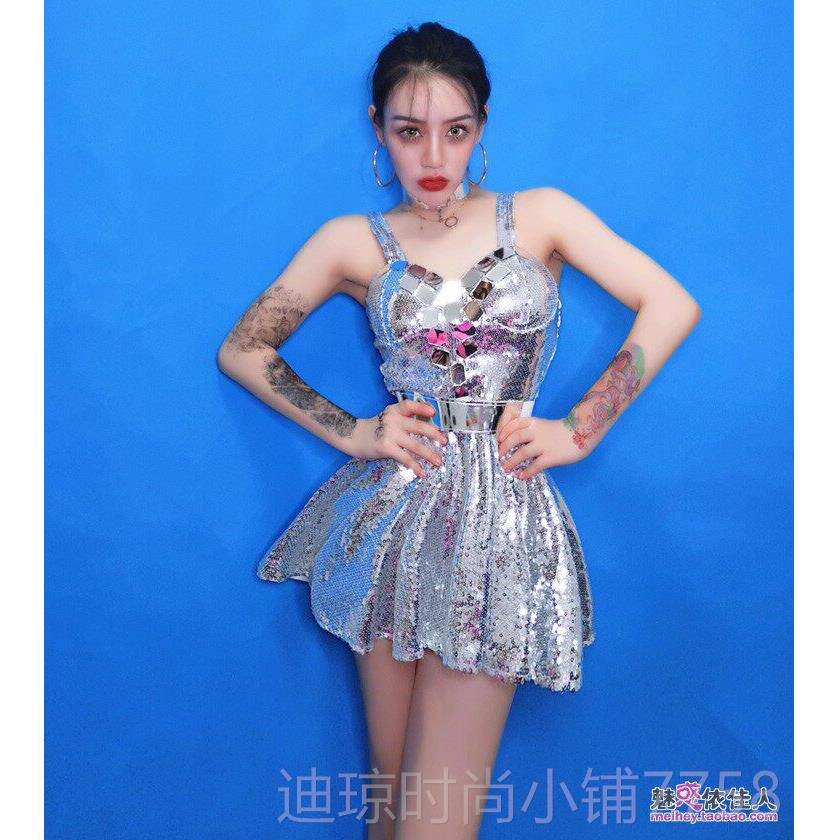 新款新款夜店酒吧ds演d出服亮gog嘉o领舞性感大气j女宾主持人露肩