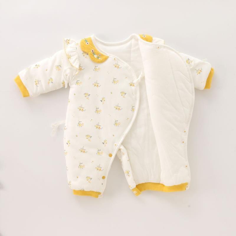 52纯棉宝宝0婴儿衣服初生衣服棉衣-男女3新生连体衣秋冬季码中月