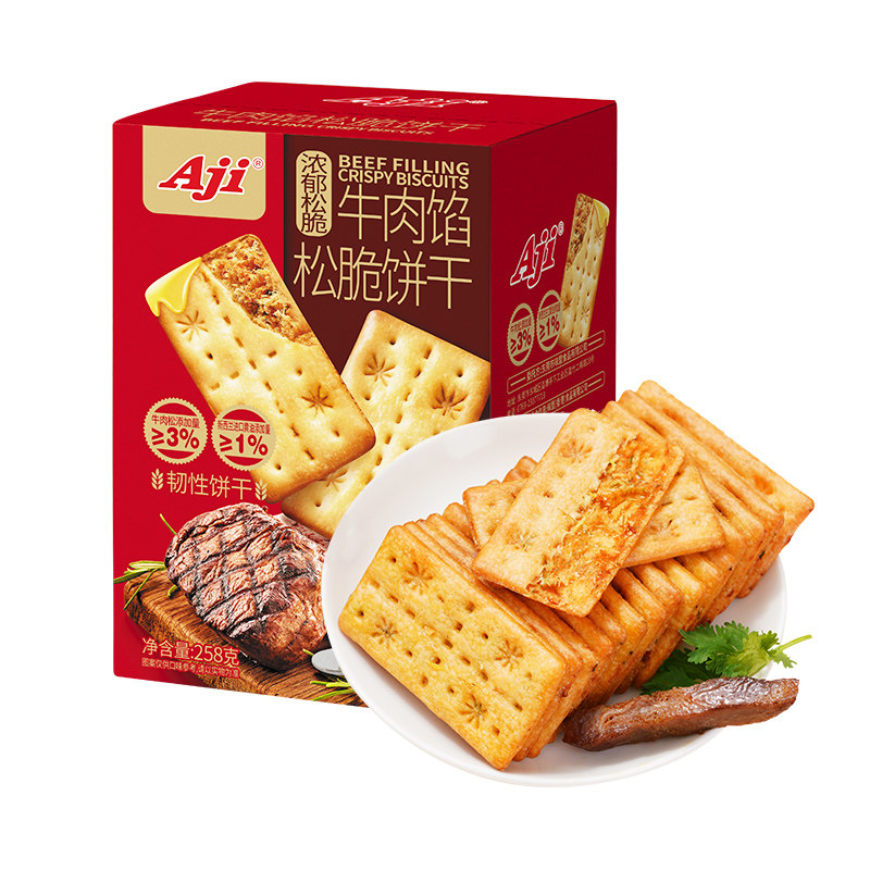 Aji牛肉馅松脆饼干258g独立小包方便