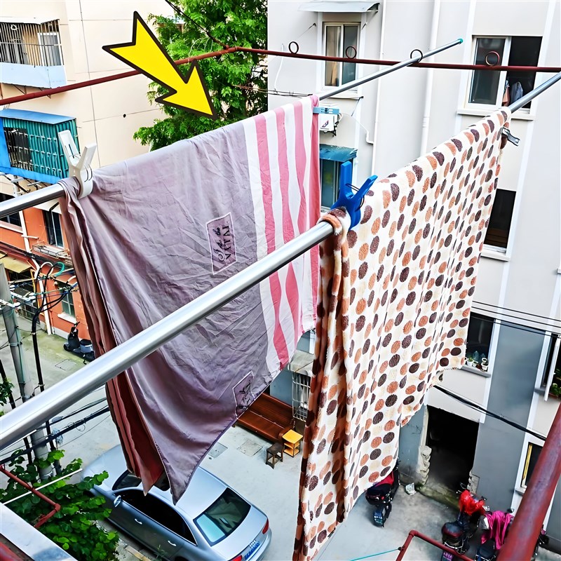 沛晴 龙门架晒衣架不锈钢管伸C出长杆阳台晾衣架加长伸缩晒衣
