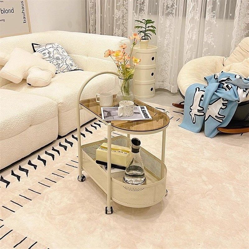 可移动沙发边g几玻璃带轮小推车家用简易桌子客厅网红小茶几奶油,商业/办公家具,商用休闲沙发,淘宝优惠券,粉丝福利购,淘宝优惠卷