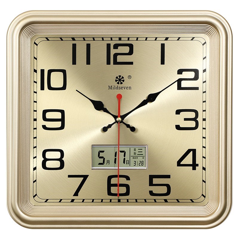 七王星方形钟表挂钟客厅时钟家用石英H钟简约时尚现代挂墙上静音