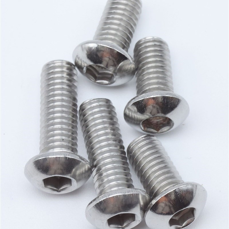 201不钢半锈圆头内六角螺丝圆头盘头螺钉M4MI5M6M8M10M12白钢圆杯