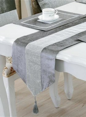 跨境table runner桌旗茶几布D餐桌布时尚大气简约现代桌垫镶钻桌
