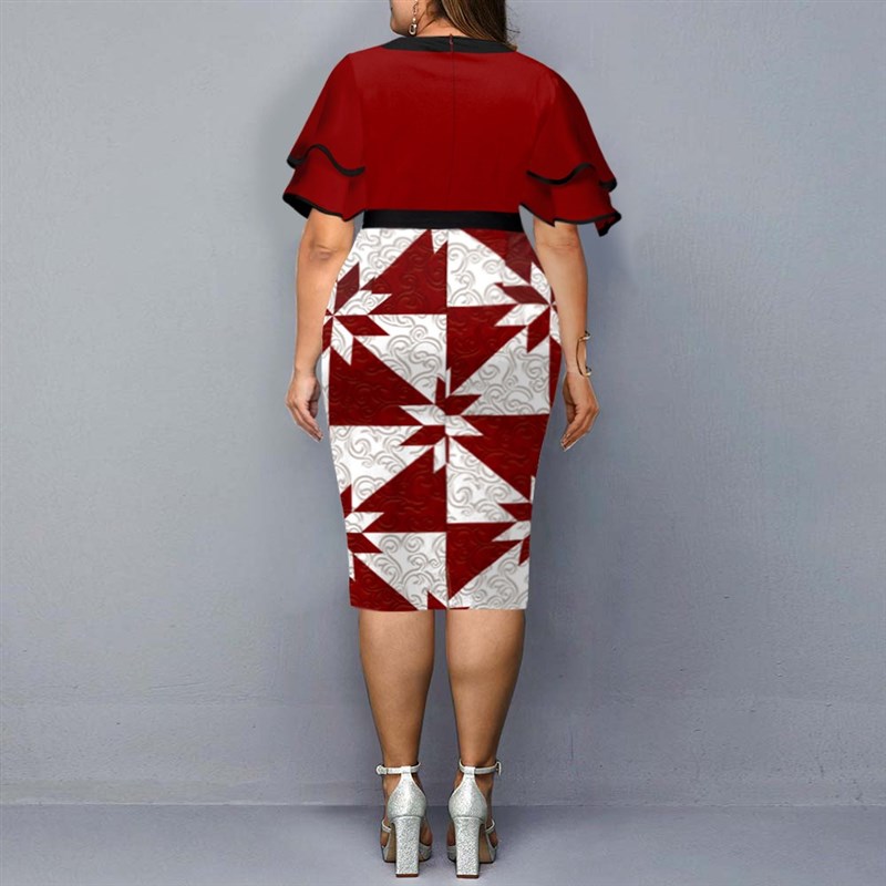 Party Dress Plusm Size 2022 Women Elegant Geometric Print Ne