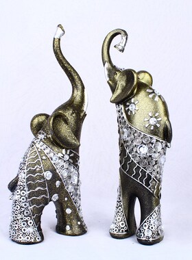 树脂工艺品钻石情侣r大象摆件对象新房家居饰品40
