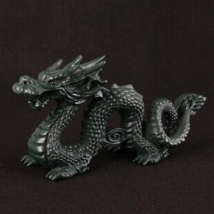 桃木龙摆件木雕实木质制补v缺角青龙办公室客厅卧室汽车玄关工艺