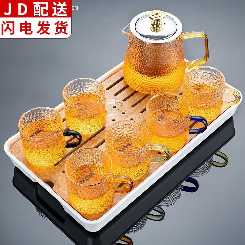 耐热玻璃茶具套装家用日式透明简约客厅锤纹功夫R茶杯茶壶带过滤,餐饮具,功夫茶具,淘宝优惠券,粉丝福利购,淘宝优惠卷