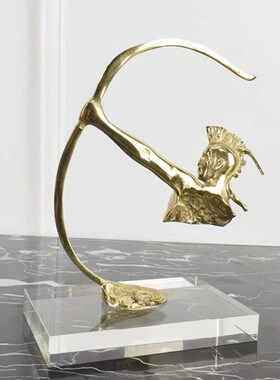 轻奢大理石铜件欧式新中式美式弓箭人侠J客摆件样板房书房家居装