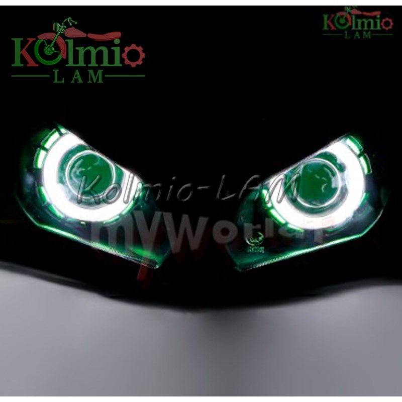 适用雅马哈R3改装j天使恶魔眼LED大灯总成R25鹰眼车头灯总成13-17