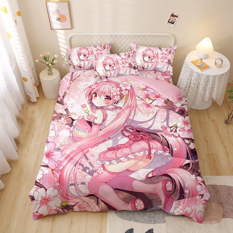 定做动漫床单三件套二次元v女孩初音未来被套被单四件套公主殿下