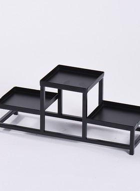 小博古架多宝阁简约现代日式铁艺紫砂壶架子小型桌V面置物架展示