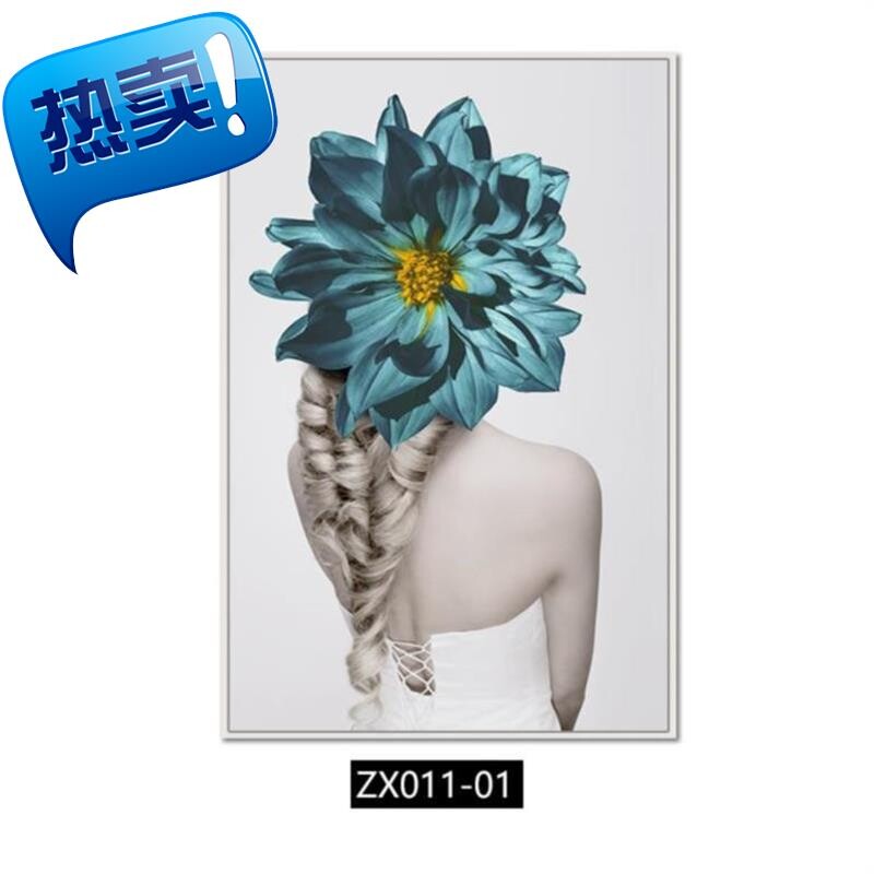 过道长条。北欧玄关装饰0画竖版素描欧式发廊Q有框画办公室美发店