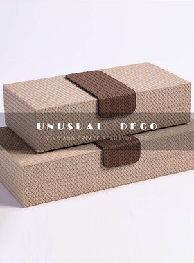 现代轻奢简d约饰品盒收纳盒样板间衣帽间卧室皮质金属扣首饰盒摆