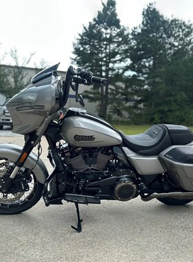 美产KST哈雷旅行121大道滑翔CVO改装黑色羊M角把1.5英寸粗加高车