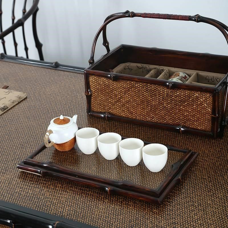 新中式手工竹编筇竹夏梦手提x茶箱复古提盒茶室茶具收纳包茶盒提,餐饮具,茶夹,淘宝优惠券,粉丝福利购,淘宝优惠卷