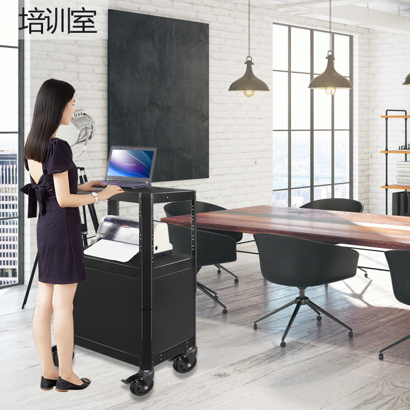 思珀睿 P98机房移动工作台仪器设备HG推车 多层货架电脑带锁储物