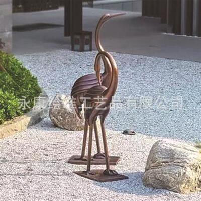 美丽乡村改建景观工程公园庭院不锈钢锻铜铸铜仙鹤雕塑