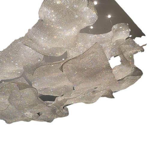 酒店大堂菠罗珠编织吊灯片状云彩灯非标制作售楼部会所水晶云状灯