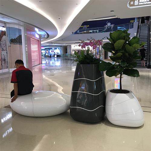 玻璃钢花盆商场花钵户外圆形花盆酒店售楼部花箱园林景观装饰花器