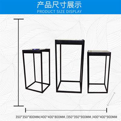 不锈钢加大理石底座台现代简约工艺摆件基座装饰门厅玄关落地雕塑