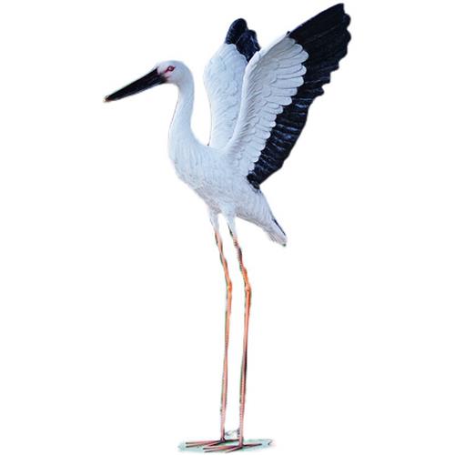 户外仿真白鹤雕塑白鹳摆件玻璃钢水池塘装饰景观仙鹤花园白鹭模型