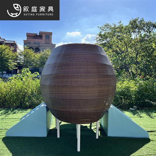 户外休闲创意圆形躺床室外景区民宿别墅网红打卡鸟巢防水防晒家具