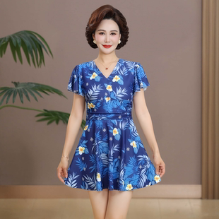 游泳衣女款中老年保守高级感显瘦遮肚中年妈妈分体大码泡温泉泳衣